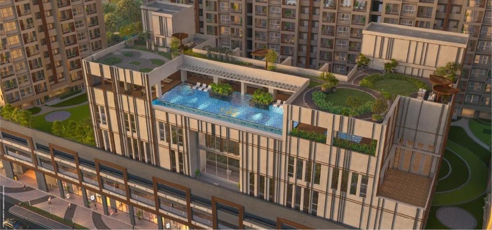 Rooftop pool aerial view